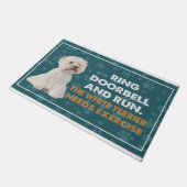 Ring deurbel en run de witte terrier behoeften exe deurmat (Schuin)