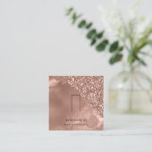 Ring Display Kaart | Roos Gold en glitter Vierkante Visitekaartje (Staand voorkant)