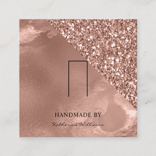Ring Display Kaart | Roos Gold en glitter Vierkante Visitekaartje (Voorkant)