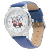 Ring drager bruiloft dump vrachtwagen rood horloge (Gekanteld)