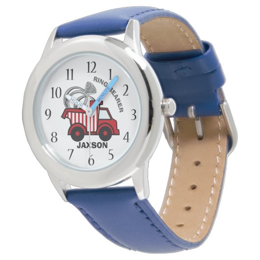 Ring drager bruiloft dump vrachtwagen rood horloge (Gekanteld)