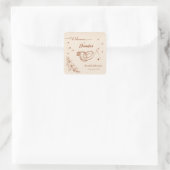 Ring en bloem getekende bruidsdouche  vierkante sticker (Tas)