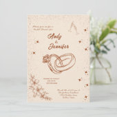 Ring en Bloemen Hand getrokken Vrijgezellenfeest Kaart (Staand voorkant)