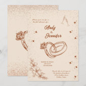 Ring en Bloemen Hand getrokken Vrijgezellenfeest Kaart (Voorkant / Achterkant)