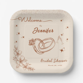 Ring en Bloemen Hand getrokken Vrijgezellenfeest Papieren Bordje