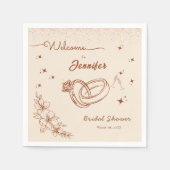 Ring en Bloemen Hand getrokken Vrijgezellenfeest Servet (Voorkant)