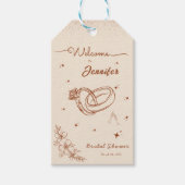 Ring en bloemhand getekende bruidsdouche cadeaulabel (Voorkant)