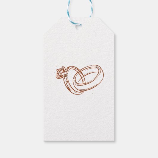 Ring en bloemhand getekende bruidsdouche cadeaulabel (Achterkant)