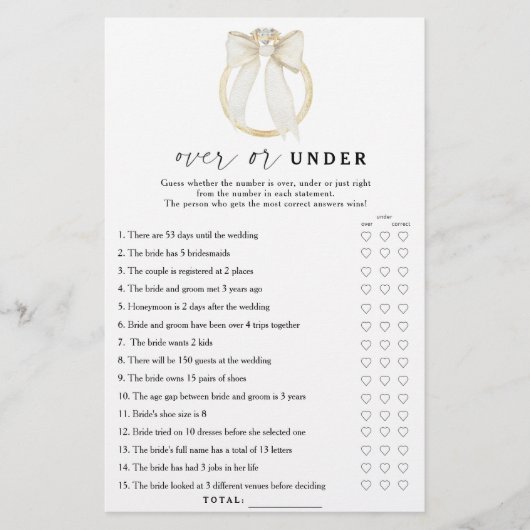 ring en boog vrijgezellenfeest Over of onder spel (Voorkant)