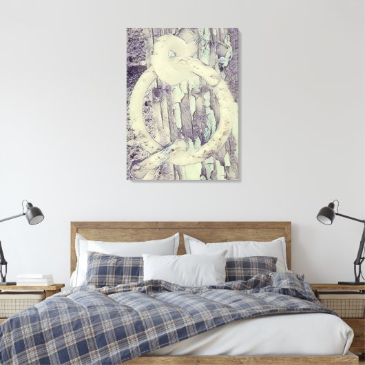 Ring en haak antieke slot in houtskoolstijl canvas afdruk (Insitu (Slaapkamer))