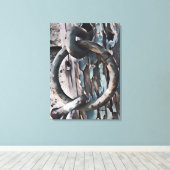 Ring en haak antieke slot in pen- en inktstijl canvas afdruk (Insitu (Houten vloer))