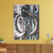 Ring en haak antieke slot in pen- en inktstijl canvas afdruk (Insitu (Woonkamer))