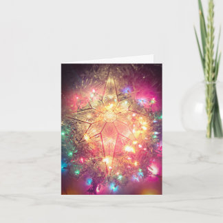 Ring en ster van lichte kerstkaart bedankkaart