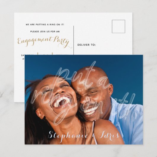 Ring erop in de "Engagement Party" Uitnodiging Briefkaart (Voorkant / Achterkant)