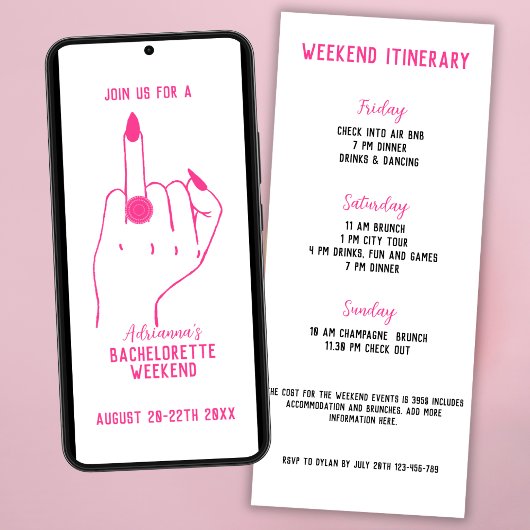 Ring Finger Roze Bachelorette Weekend Route Kaart