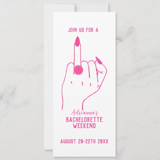 Ring Finger Roze Bachelorette Weekend Route Kaart (Voorkant)