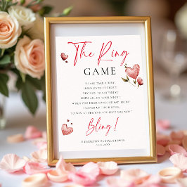 Ring Game Valentine Bridal Shower Game Watercolor Poster