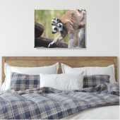 Ring-getrainde Lemur moeder en Baby Canvas Afdruk (Insitu (Slaapkamer))