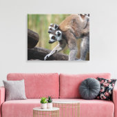 Ring-getrainde Lemur moeder en Baby Canvas Afdruk (Insitu (Woonkamer))