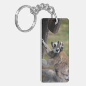 Ring-getrainde Lemur moeder en Baby Sleutelhanger (Voorkant Links)