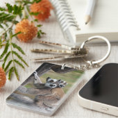 Ring-getrainde Lemur moeder en Baby Sleutelhanger (Voorkant Rechts)