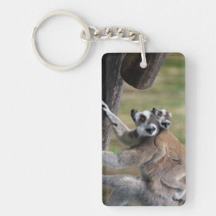 Ring-getrainde Lemur moeder en Baby Sleutelhanger