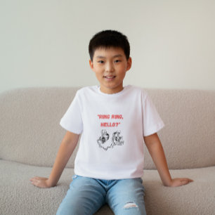 "Ring, hallo?" 2 Handgetekende Skeletten die belle T-shirt