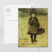 Ring Happy Bells over de sneeuw Victoriaans Briefkaart (Voorkant / Achterkant)