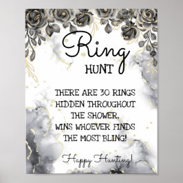Ring Hunt Black Rozen Vrijgezellenfeest Game Sign Poster