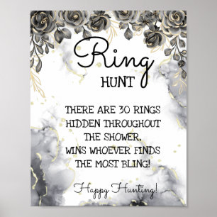 Ring Hunt Black Rozen Vrijgezellenfeest Game Sign Poster