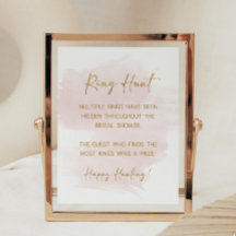 Ring Hunt Blush & Gold Vrijgezellenfeest Game Sign