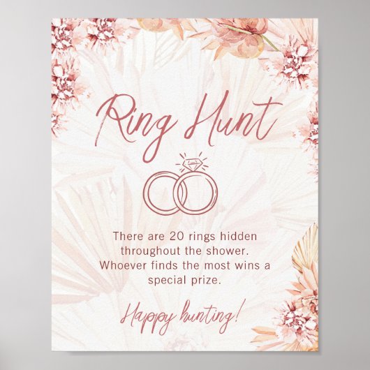 Ring Hunt Boho Bohemian Bridal Wedding Shower Game Poster (Voorkant)