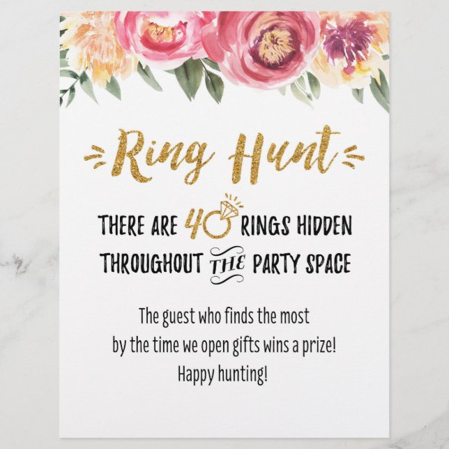 Ring Hunt Bridal Game Sign (Voorkant)