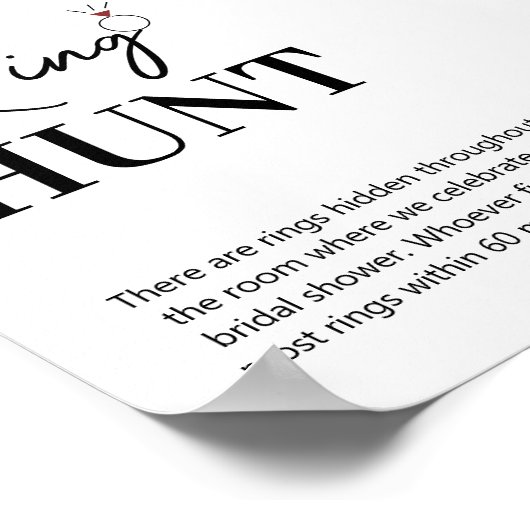 Ring Hunt Bridal Game Sign Poster (Hoek)