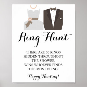 Ring Hunt Bride & Groom Vrijgezellenfeest Game Sig Poster