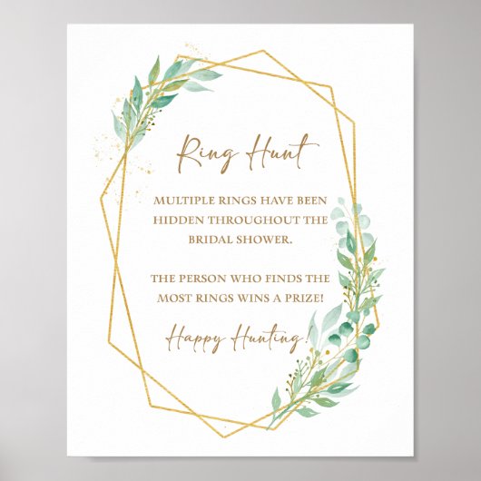 Ring Hunt Bruiloftssalon Bord Greenery Geometrisch Poster (Voorkant)