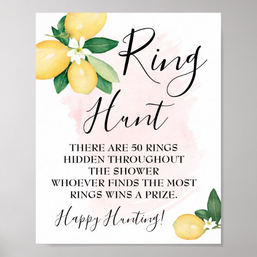 Ring Hunt Citroenen Roze Bruidsdouche Spel bord Poster (Voorkant)