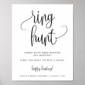 Ring Hunt Douche Spel, Minimalistische Calligrafie Poster (Voorkant)