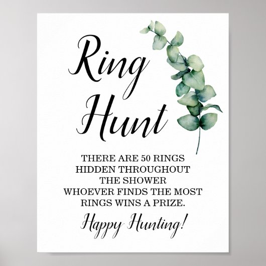 Ring Hunt Eucalyptus Bruiloft Feestspel Bord Poster (Voorkant)