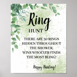 Ring Hunt Eucalyptus Bruiloft Feestspel Bord Poster