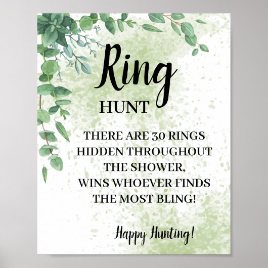 Ring Hunt Eucalyptus Bruiloft Feestspel Bord Poster (Voorkant)