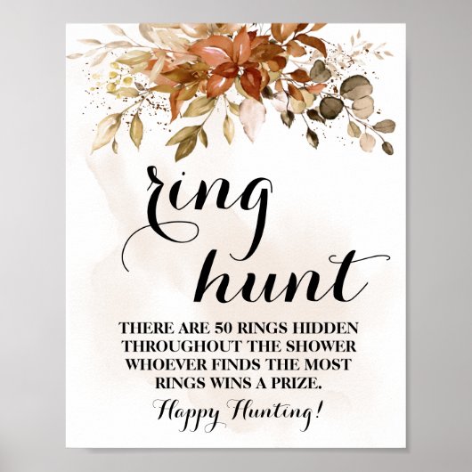Ring Hunt Eucalyptus Herfst Bruidsdouche spelbord Poster (Voorkant)