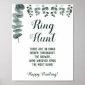 Ring Hunt Eucalyptus Vrijgezellenfeest Game Sign Poster (Voorkant)