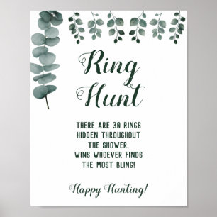 Ring Hunt Eucalyptus Vrijgezellenfeest Game Sign Poster