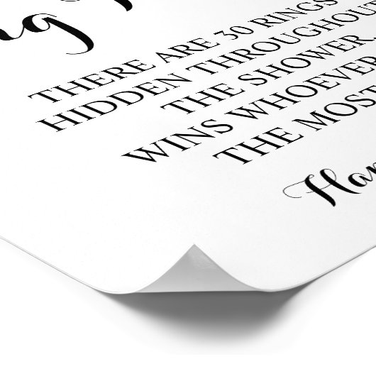 Ring Hunt Eucalyptus Vrijgezellenfeest Game Sign Poster (Hoek)