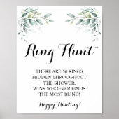 Ring Hunt Eucalyptus Vrijgezellenfeest Game Sign Poster (Voorkant)