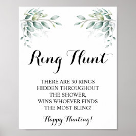 Ring Hunt Eucalyptus Vrijgezellenfeest Game Sign Poster