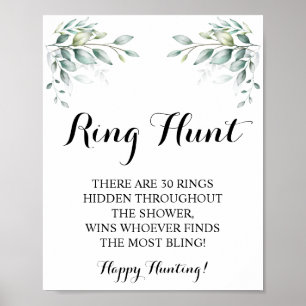 Ring Hunt Eucalyptus Vrijgezellenfeest Game Sign Poster