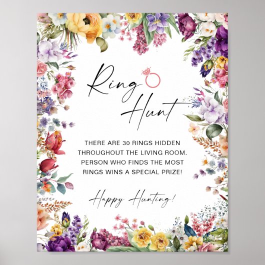 Ring Hunt Game Bloemen Vrijgezellenfeest Poster Si (Voorkant)
