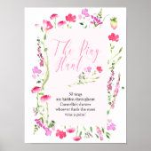 Ring Hunt Game Pink Wildflower Vrijgezellenfeest Poster (Voorkant)